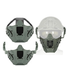 (Gray) Airsoft Tactical Mask Half Face Protective Mask Work With Fast Helmet