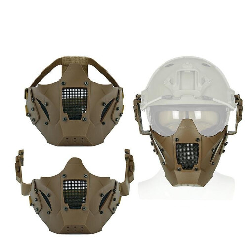 (Mud) Airsoft Tactical Mask Half Face Protective Mask Work With Fast Helmet