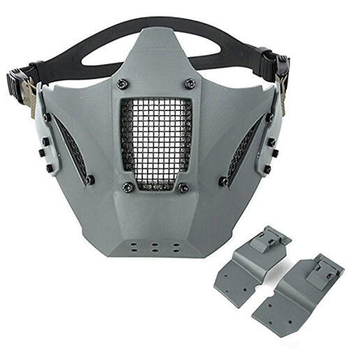 (Gray) Airsoft Tactical Mask Half Face Protective Mask Work With Fast Helmet 1