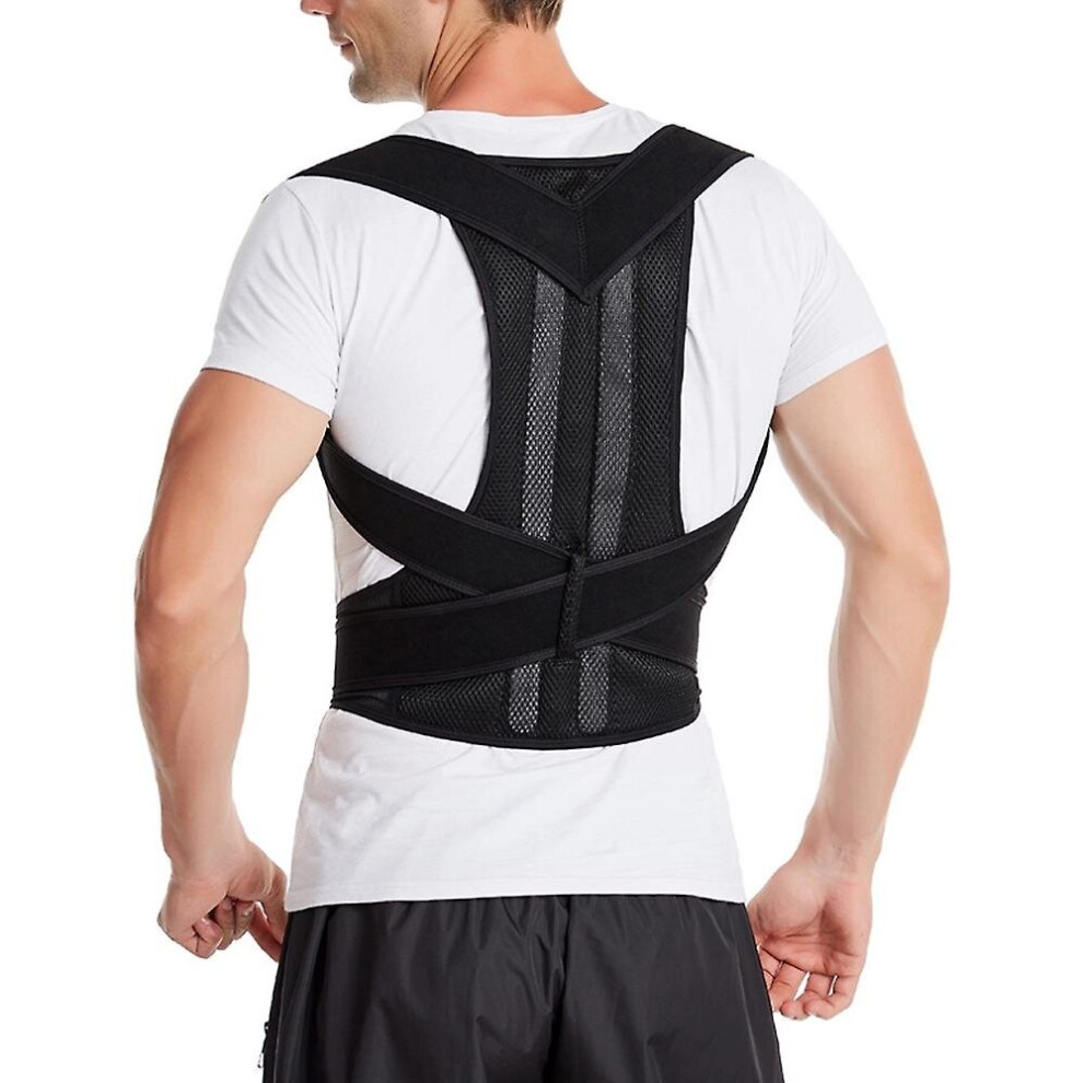 Black (, S) Humpback Posture Corrector Lumbar Support Belt Shoulder Back Brace