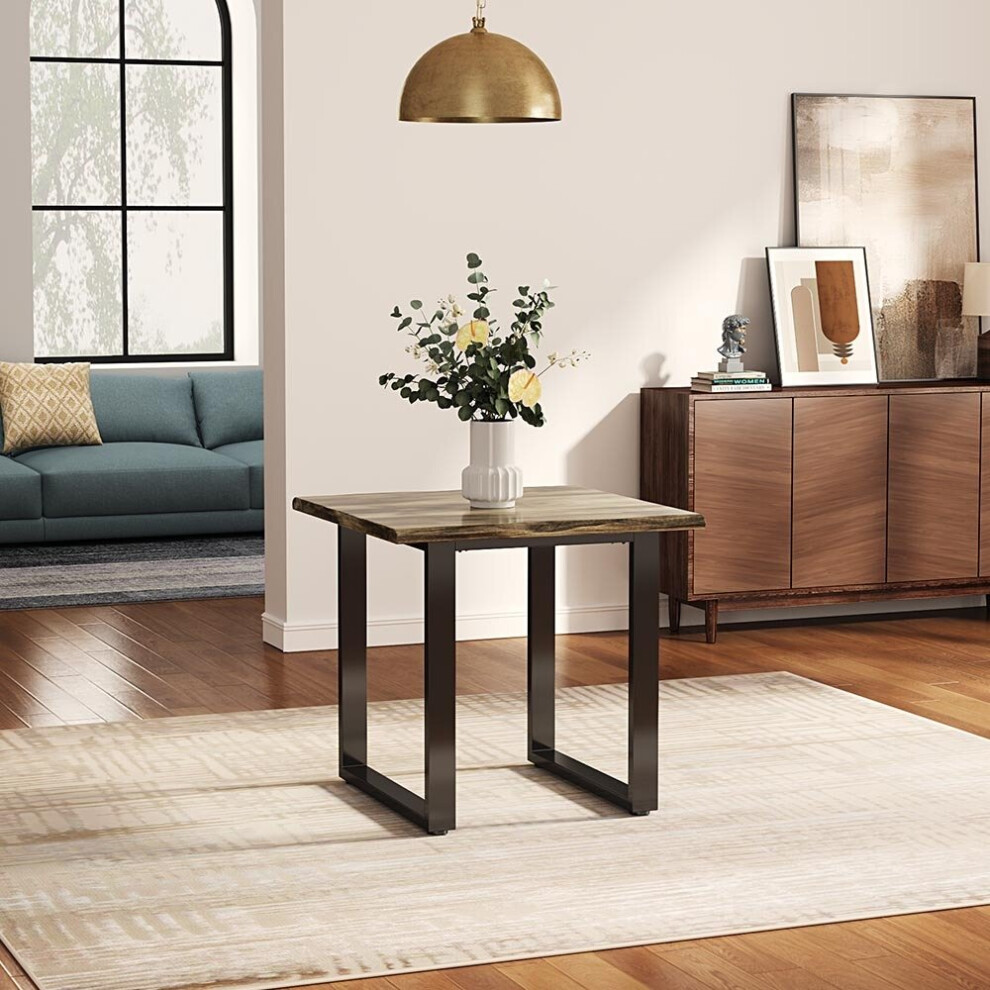 Solid Wood Rectangular Dining Table with Metal Legs