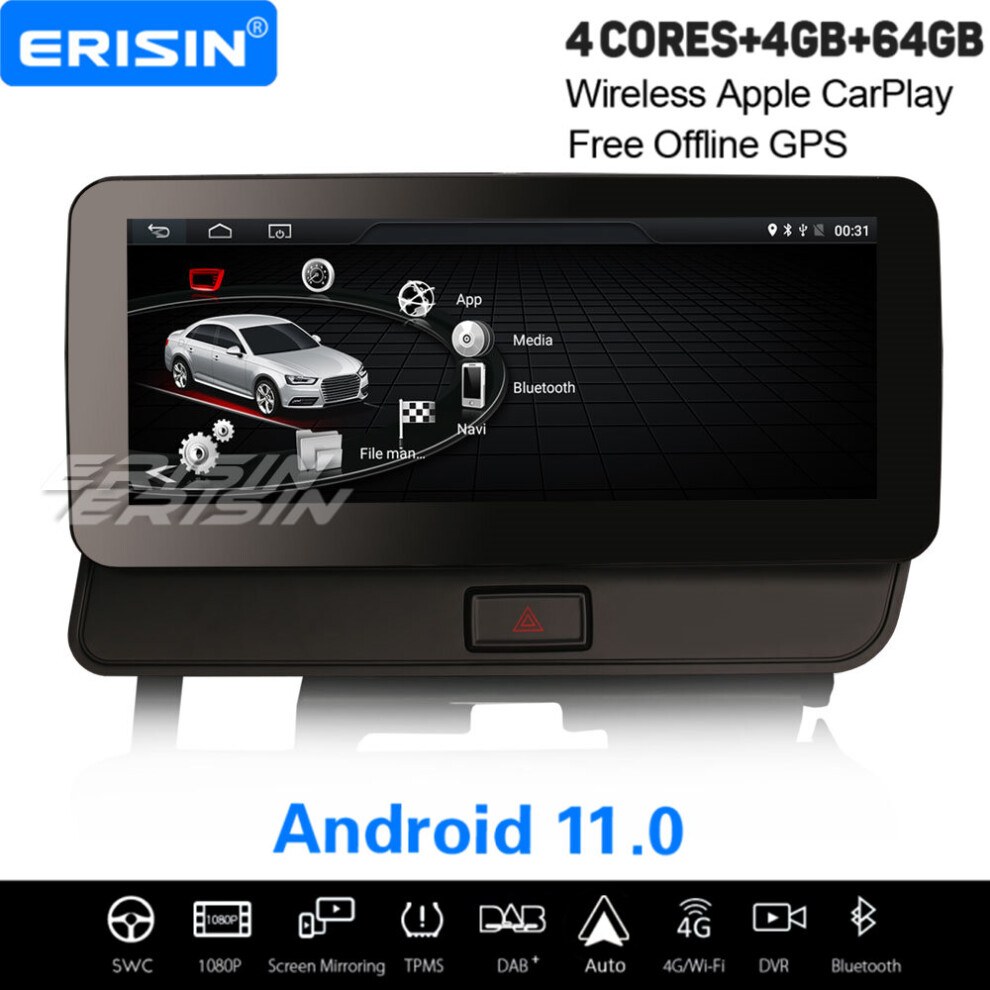 10.25" Ips Android 11 Car Stereo Wireless Carplay 64Gb Tpms Bt Wifi Dab+ Satnav For Audi Q5 737655209174