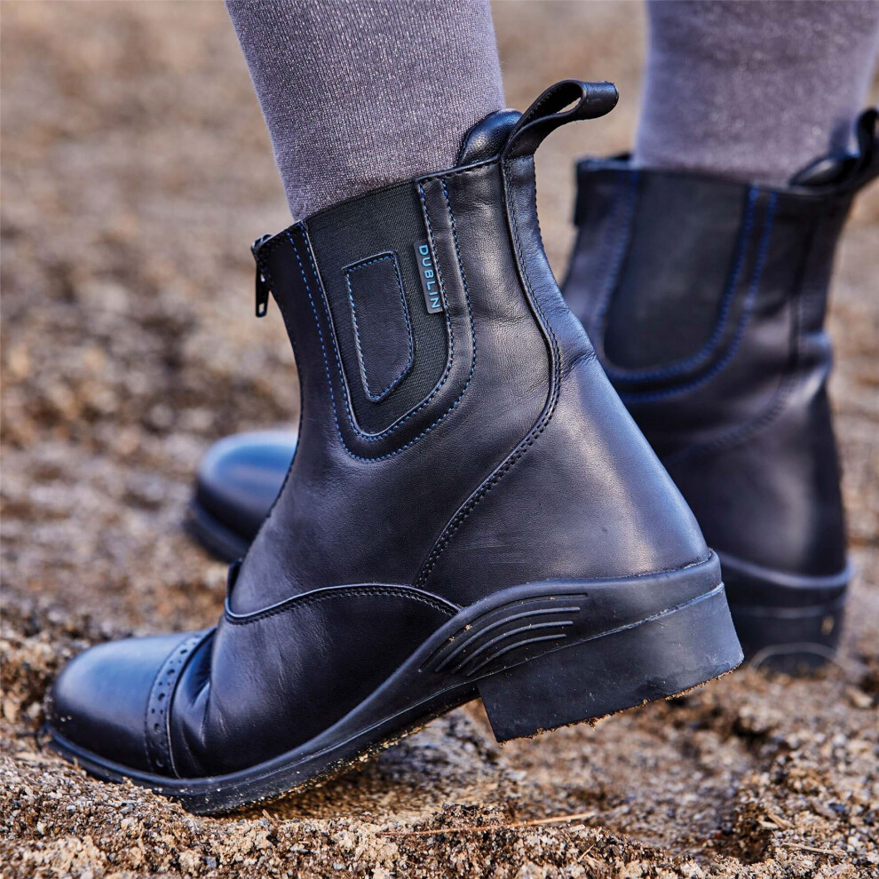 (Black, Adults 8) Dublin Evolution Zip Front Waterproof Paddock Boots