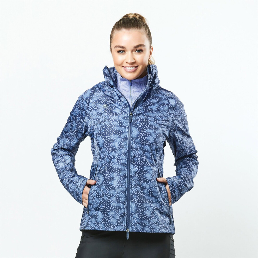 (Blueberry/Navy Print, Ladies X-Large) Dublin Cortina Printed Waterproof Jacket