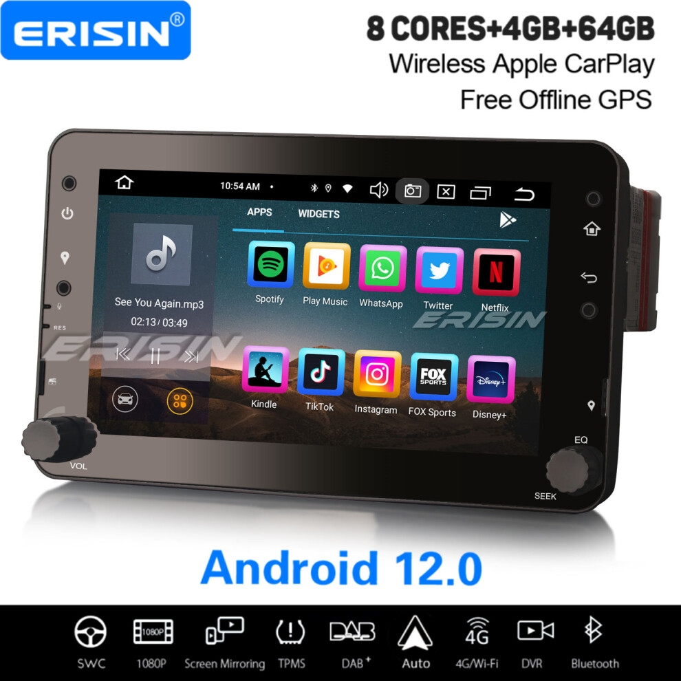 8-Core Android 12.0 Car Stereo For Alfa Romeo Spider Brera 159 Sportwagon 64GB Satnav DAB+ CarPlay WiFi