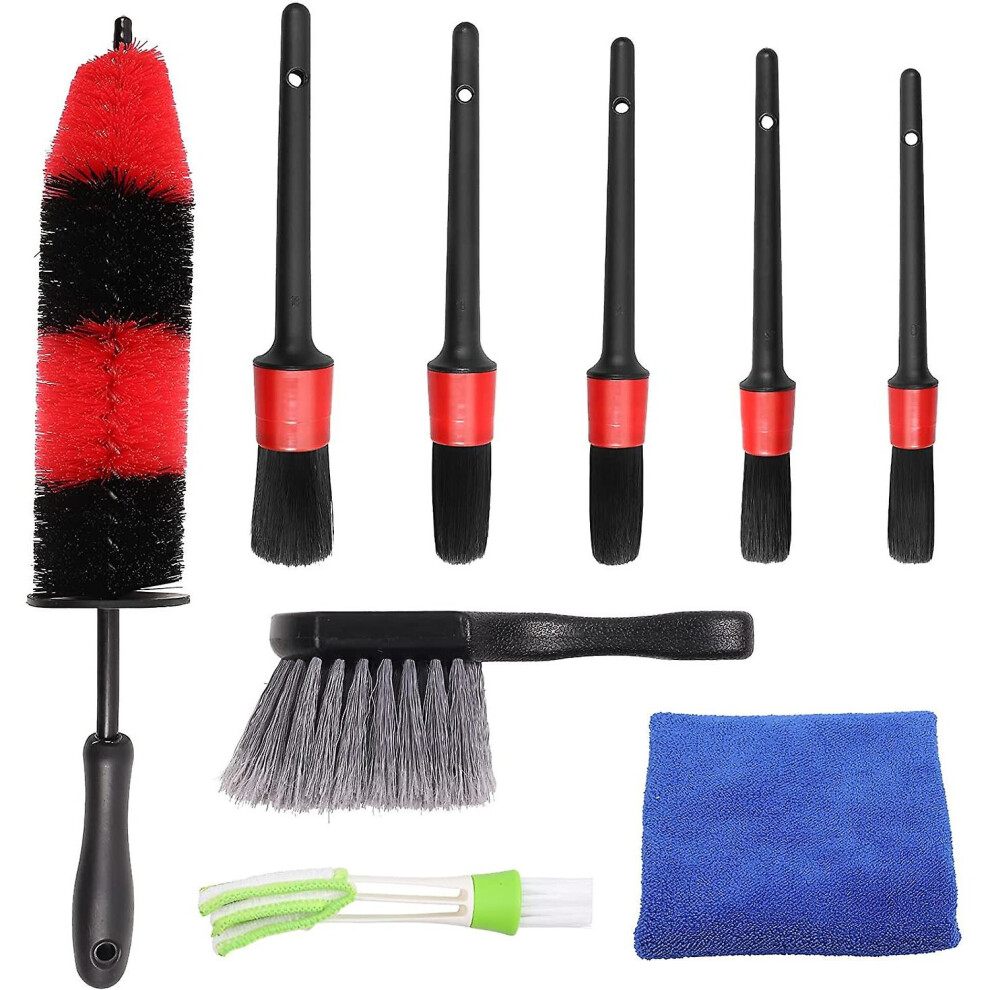 9Pcs Car Cleaning Brushes Set Auto Detailing Cleaning Kit Long Handle Rim Brush 768664268128