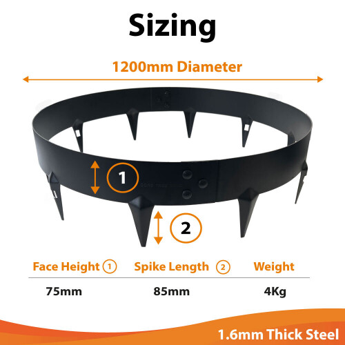 (Black, 1200mm Diameter (4 sections)) Core Edge Garden Tree Rings Border Steel Plants 1