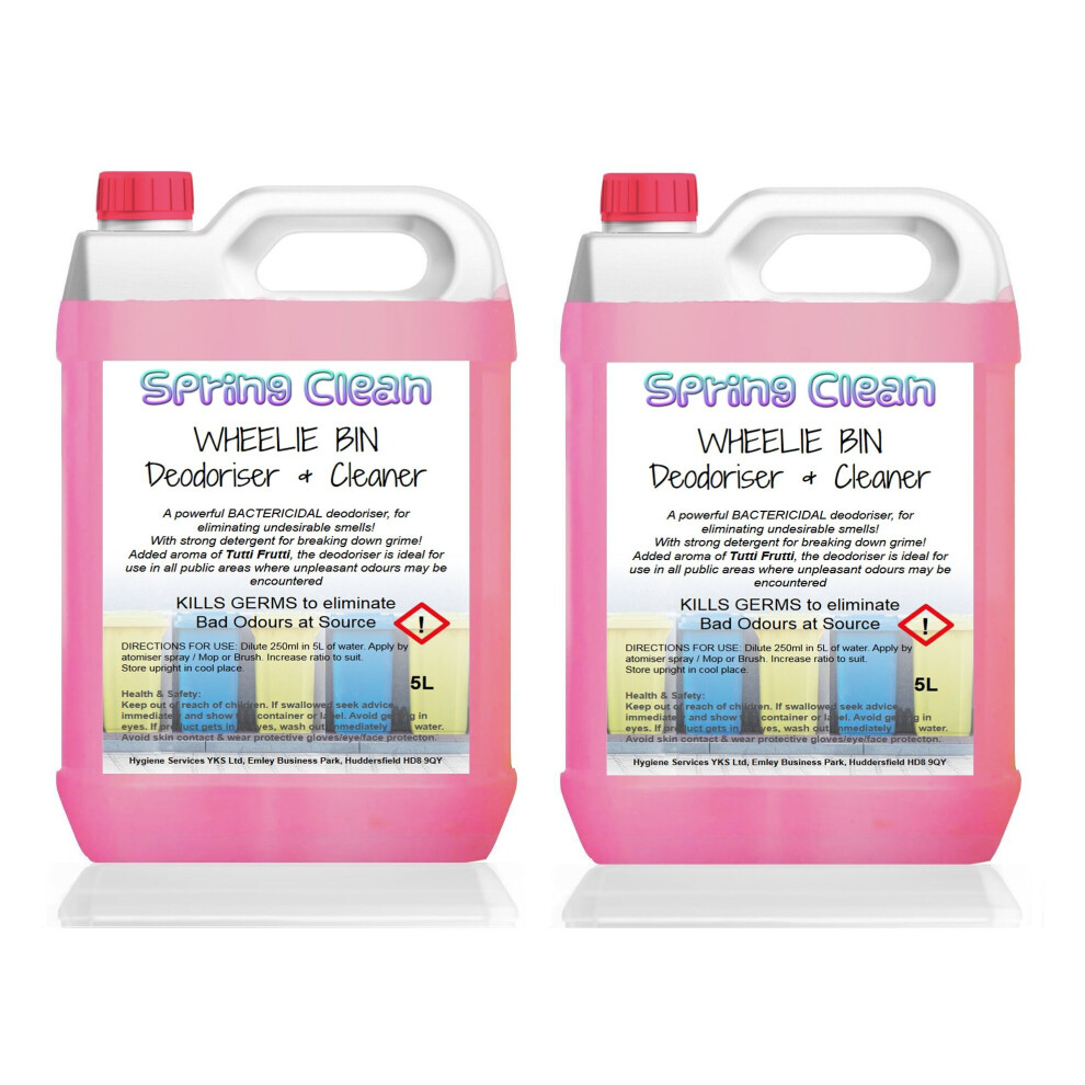 10L Tutti Frutti WHEELIE BIN CLEANER DEODORISER Bactericidal Freshener 2x 5L