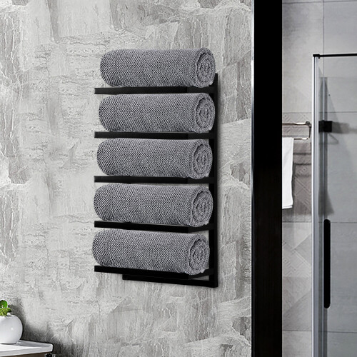 Direct Online Houseware Modern Wall Mounted Towel Holder in Black 2