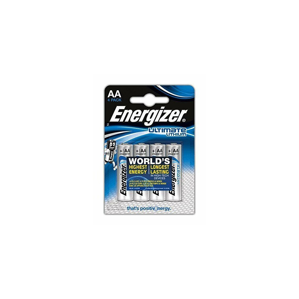 Pack of 4 Energizer AA ULTIMATE Lithium Batteries 1.5v LR6 L91 Digital Camera