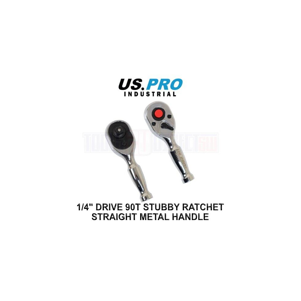 Us Pro Industrial 1/4" Drive 90T Stubby Ratchet With Straight Metal Handle 4221 5060848156449