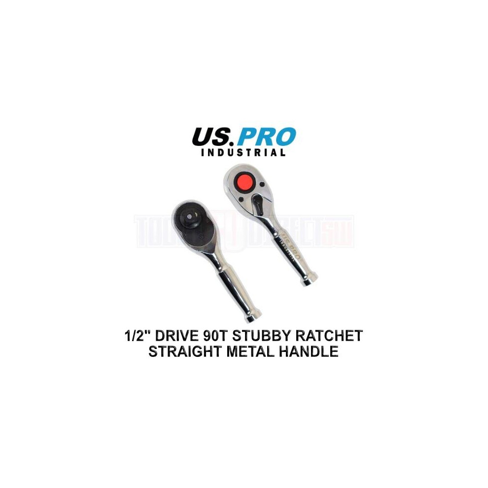 Us Pro Industrial 1/2" Drive 90T Stubby Ratchet With Straight Metal Handle 4223 5060848156463