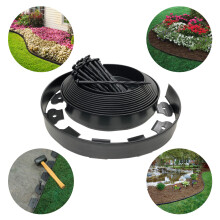Plastic Lawn Garden Border Edging 10M Meter Flexible Plastic Lawn Edging Border Fence With 30 Securing Pegs Black 50mm Height BorderSnake®