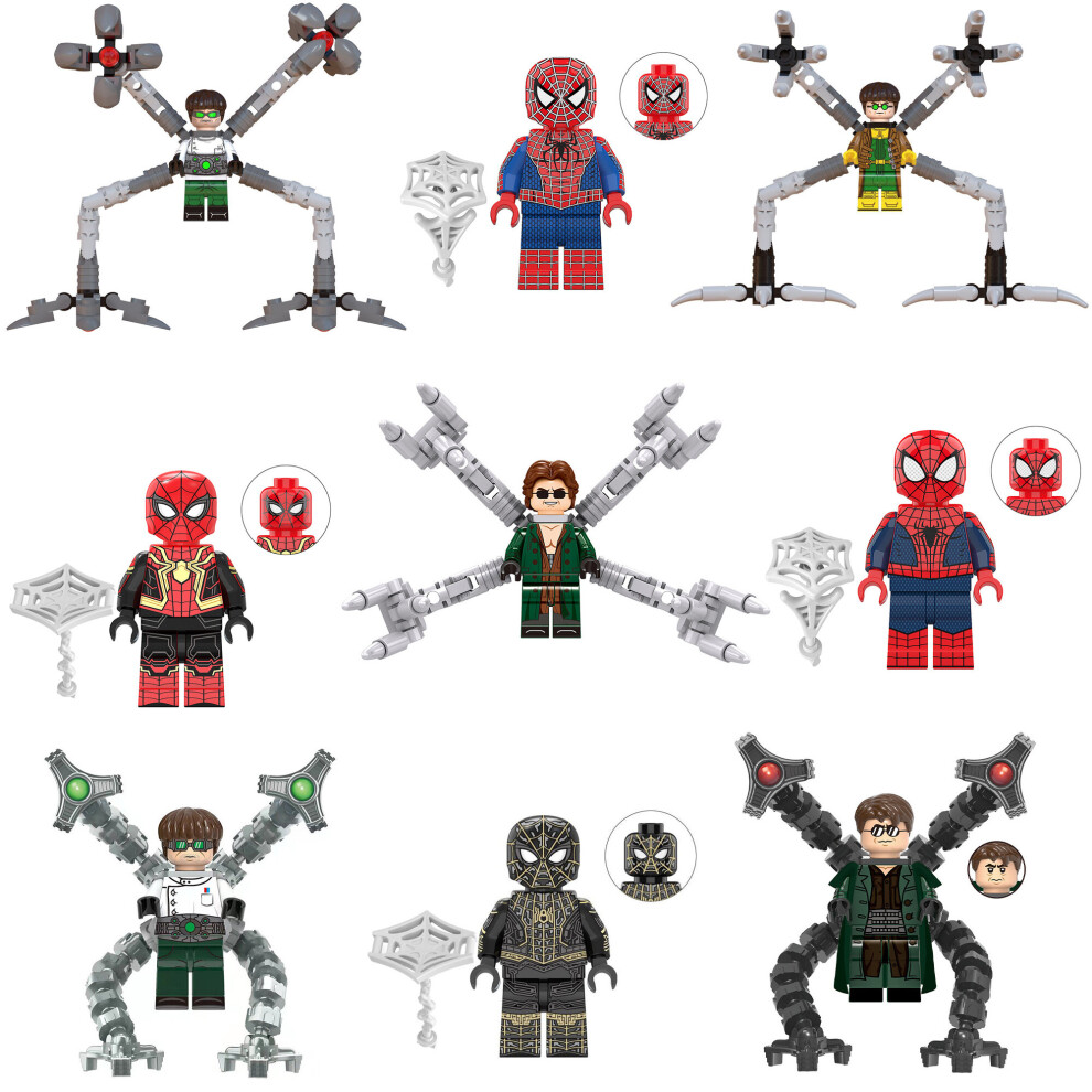 9PCS Super Hero Dr. Octopus Spider-Man Minifigures Blocks  Fit Lego