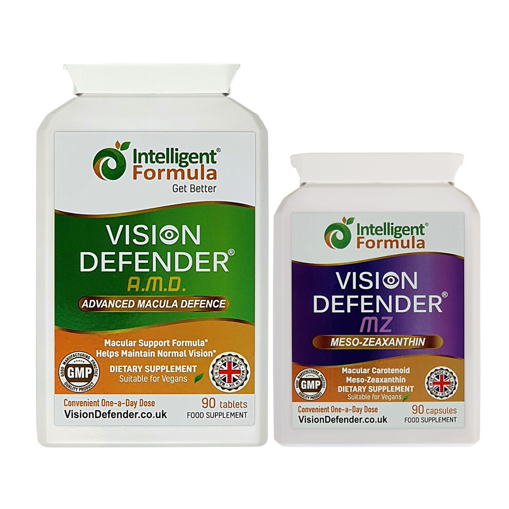 Vision Defender Vegan Eye Supplement: AMD Plus MZ Macula Health Bundle (90 Days Supply)