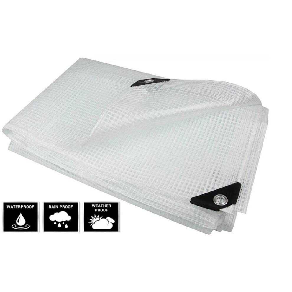 (6m x 8m) Clear Tarpaulin Tear-Resistant Weather-Resistant Sun-Proof Reinforced Heavy Duty
