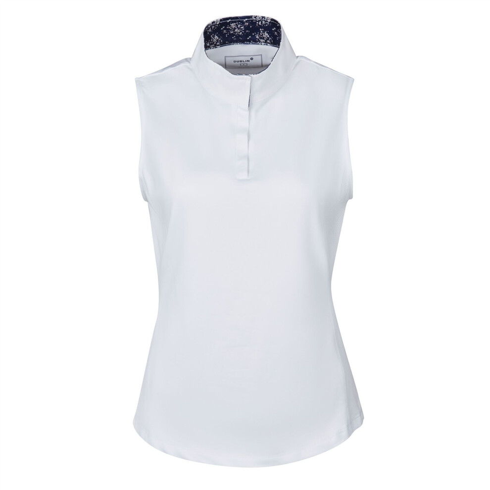 (White/Navy, Ladies X-Small) Dublin Ria Sleeveless Competition Shirt