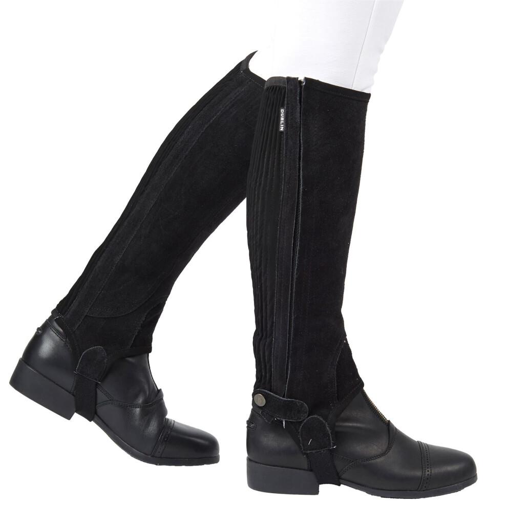 (Black, Adults X-Small) Dublin Adults Suede Half Chaps