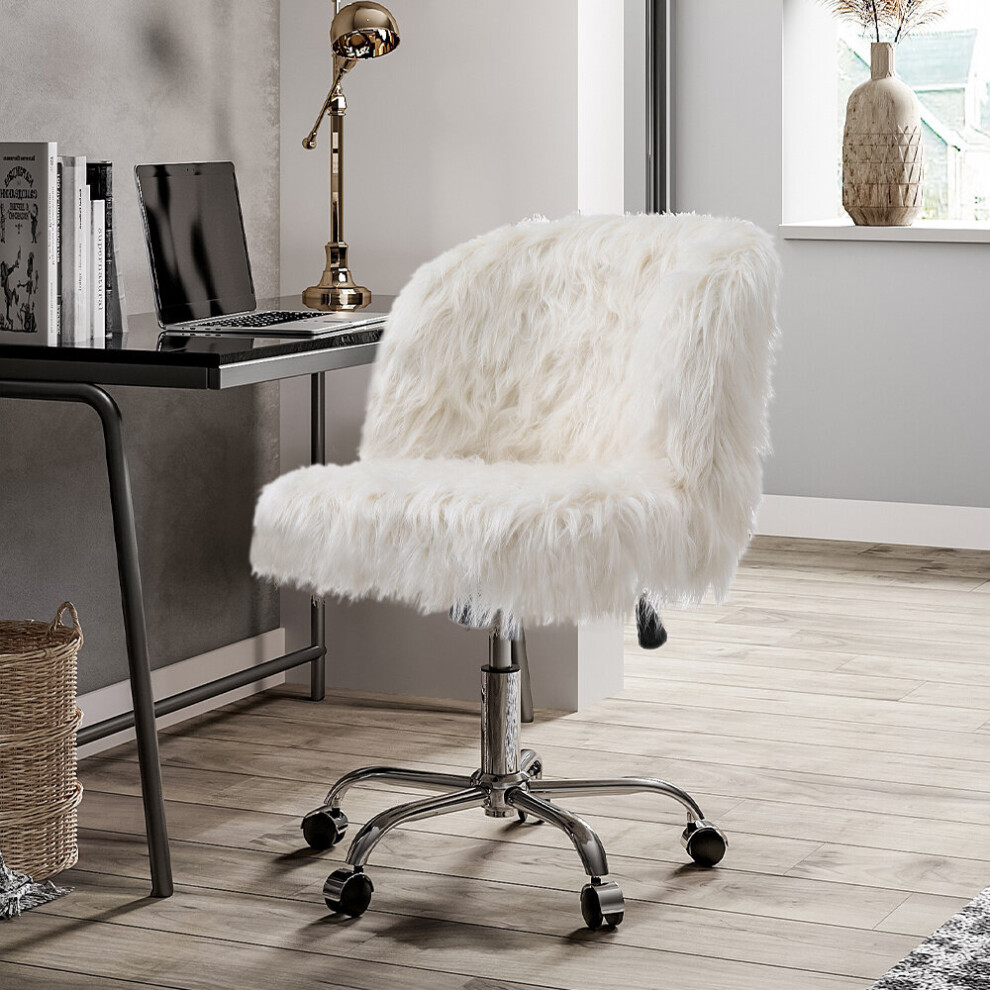 Modern Fluffy Faux Fur Office Chair Height Adjustable