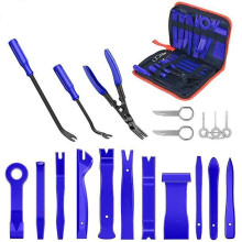 (Blue) 19pcs Trim Removal Tool Set Car Panel Door Removal Kit Audio Radio Stereo Clip Pliers