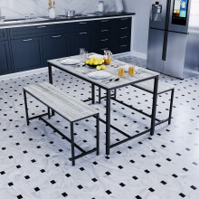 (Grey) Brooklyn Industrial Wooden 4 Seater Dining Set