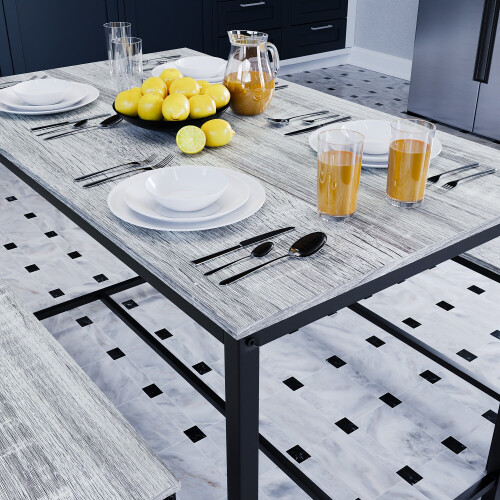 Vida Designs (Grey) Brooklyn Industrial Wooden 4 Seater Dining Set 2