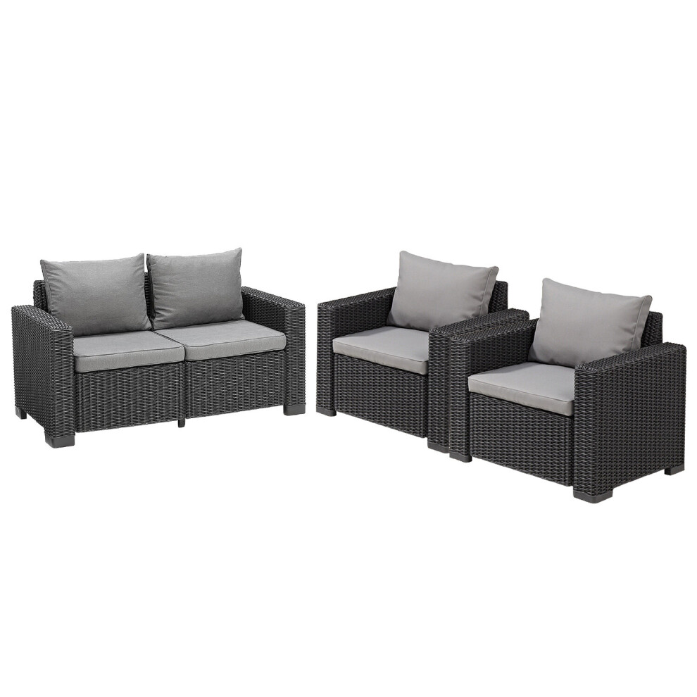4 Seater Keter Rattan Patio Lounger Sofa Set Garden Furniture Outdoor Sun Chairs