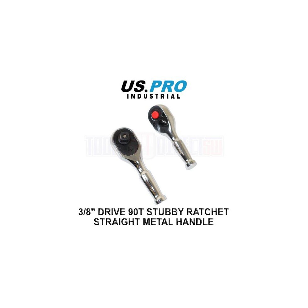 Us Pro Industrial 3/8" Drive 90T Stubby Ratchet With Straight Metal Handle 4222 5060848156456