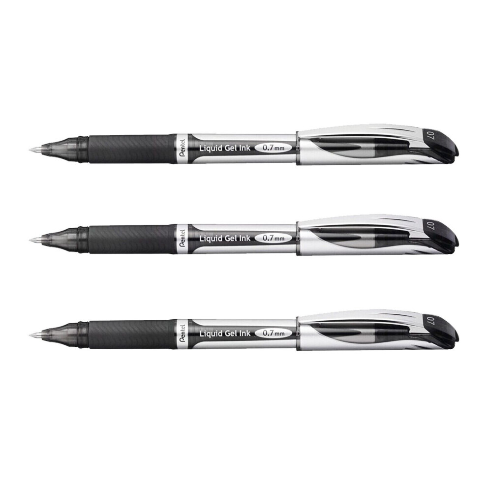 Pentel Energel BL57 Gel Ink Rollerball Pen - 0.7mm - Refillable - Black Ink - Pack of 3