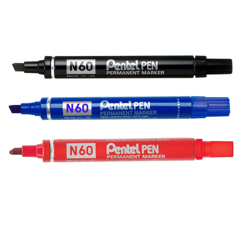 Pentel Pentel N60 Permanent Marker Pen - Chisel Tip - Red Ink - Single 2