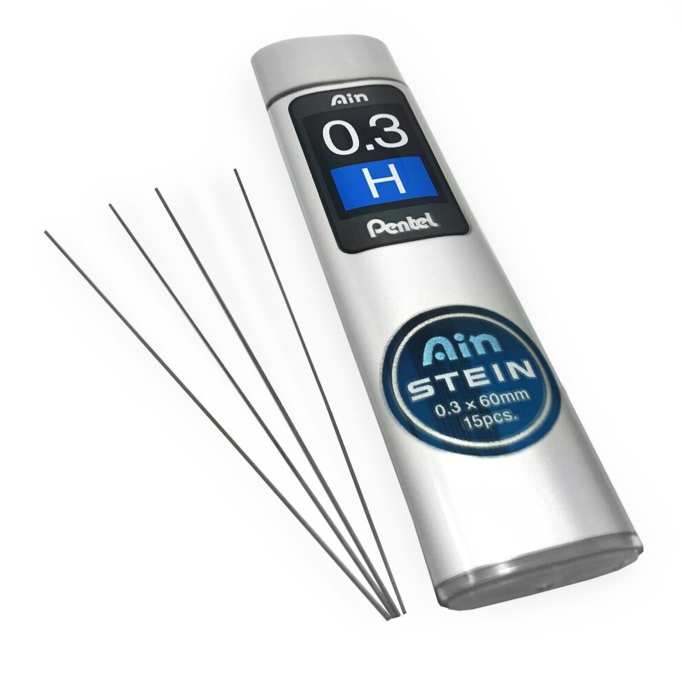 Pentel Ain Stein Mechanical Refill Leads - 0.3Mm - H - 1 Tube Of 15 Leads