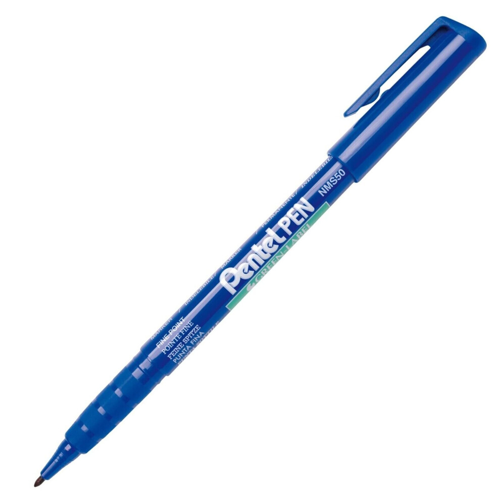 Pentel NMS50 Permanent Marker Pen - 2mm Fine Nib - Blue Ink - Single