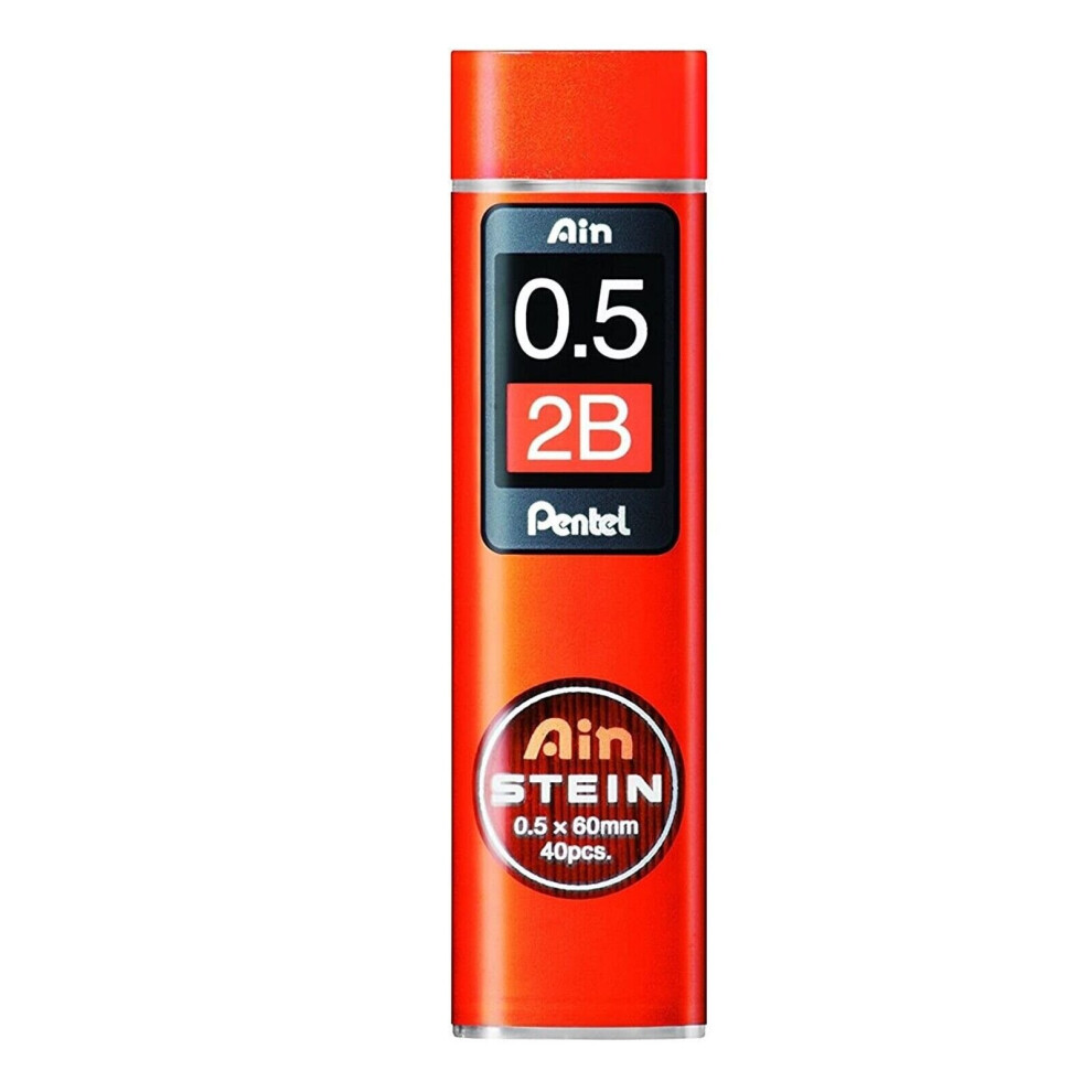 Pentel Ain Stein Mechanical Refill Leads - 0.5Mm - 2B - 1 Tube Of 15 Leads