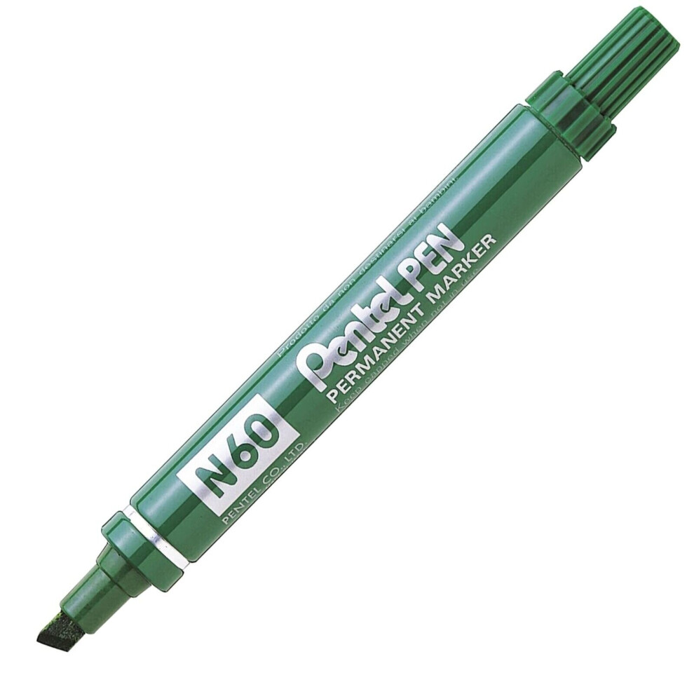 Pentel N60 Permanent Marker Pen - Chisel Tip - Green Ink - Single