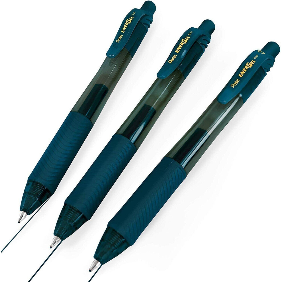 Pentel BL107 EnerGel X Retractable Rollerball Pen - Blue Black (Navy Blue) - Pack of 3