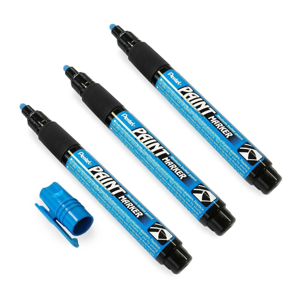 Pentel Permanent Cellulose Paint Marker Pens - MMP20 - Pack of 3 - Sky Blue