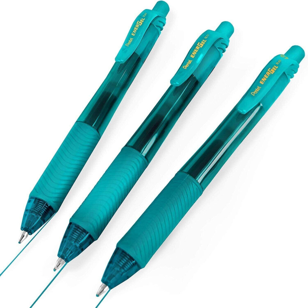 Pentel BL107 EnerGel X Retractable Rollerball Pen - Turquoise - Pack of 3