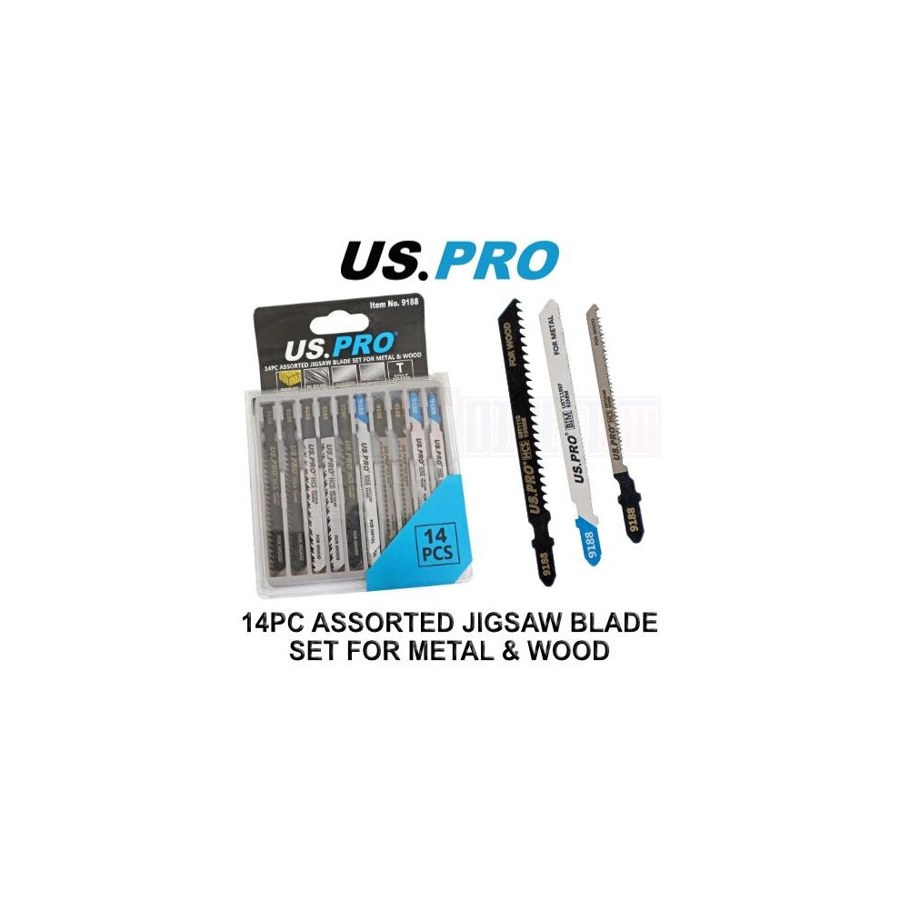 US PRO 14PC Assorted Jigsaw Blade Set For Metal & Wood 9188