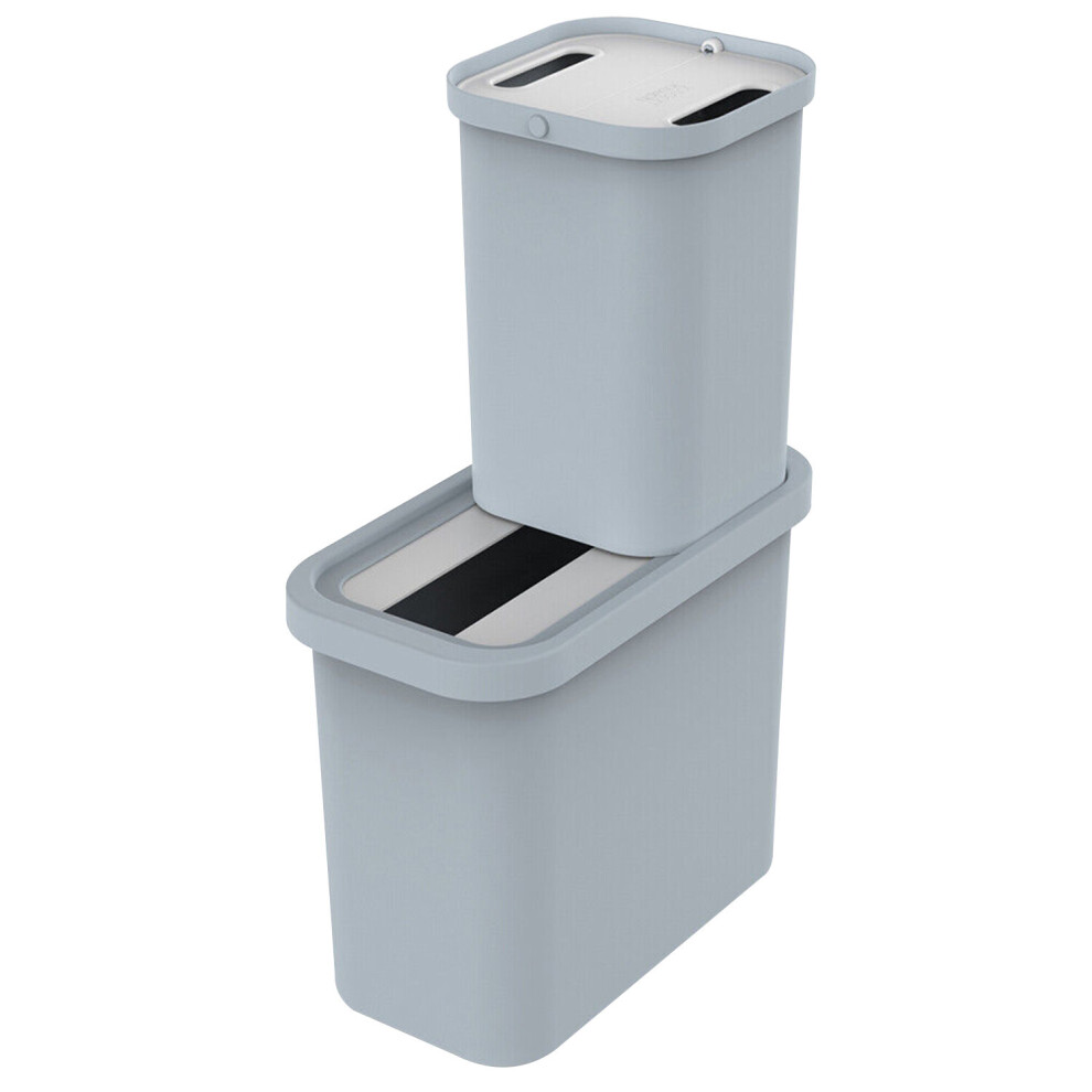 Joseph Joseph Recycle Bin 46L x 2 Stackable Waste Recycling Lids Kitchen Garden Dustbin