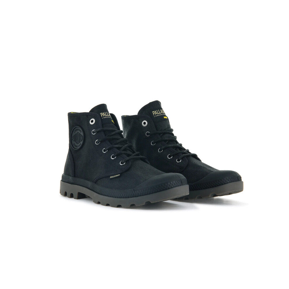 (UK 11) PALLADIUM PAMPA HI WAX BLACK HI TOP BOOTS