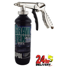U-Pol GRAVITEX Stone Chip Overpaintable Protection Black 1 Litre + Air Gun Upol