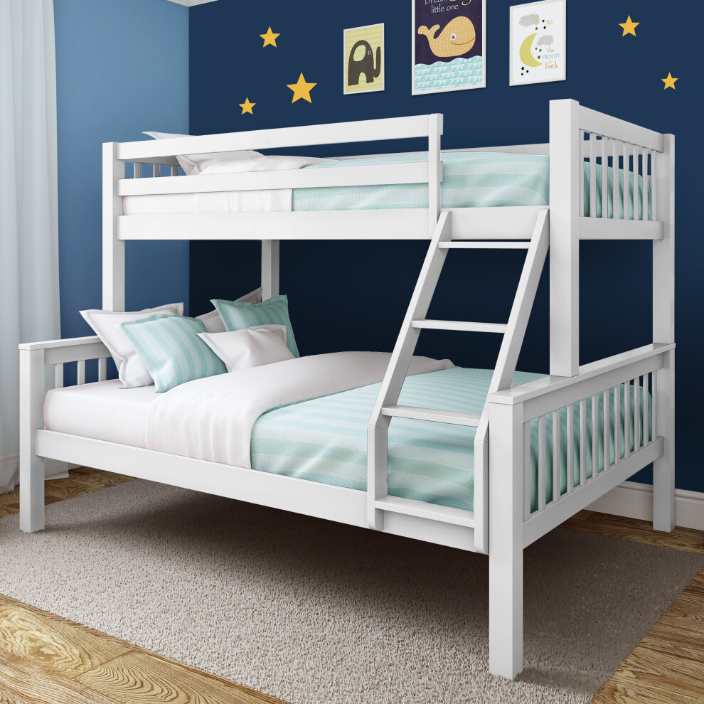 Triple Bunk Beds Pine Wood Kids Children Sleeper Bunk Bed Frame White