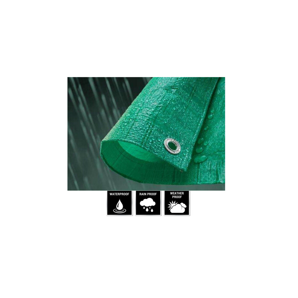 (1.5m x 4m) GREEN WATERPROOF TARPAULIN, REINFORCED, HEAVY DUTY WITCH EYELETS 50 gsm