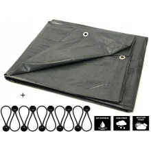 (3m x 4m) GRAY HEAVY DUTY TARPAULIN WEATHER-RESISTANT SUN-PROOF REINFORCED + 10 BUNGEE BALL 4"