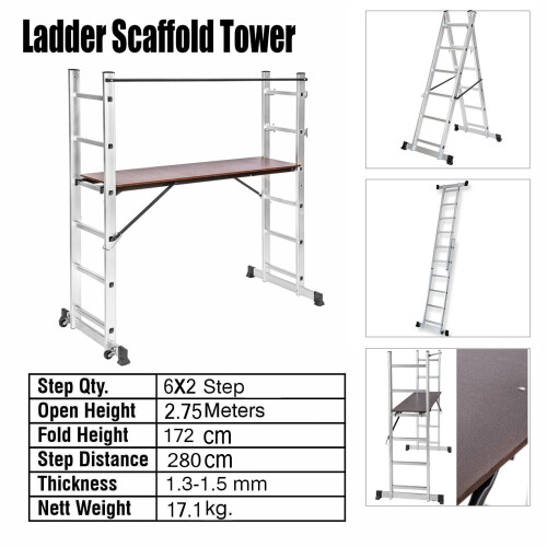 3 Way Aluminium Working Ladder Step Platform Scaffold Tower 1