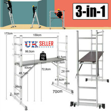 3 Way Aluminium Working Ladder Step Platform Scaffold Tower