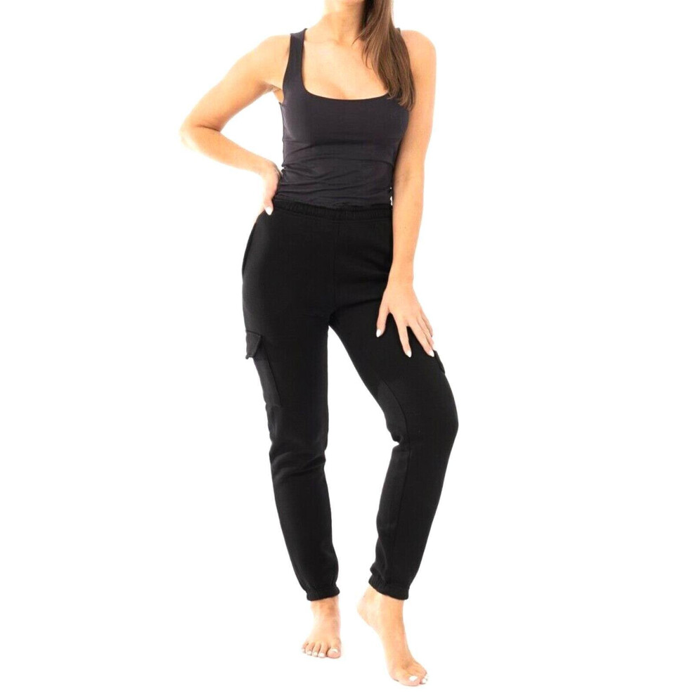 True Face (L) Ladies Fleece Cargo Trouser Combat Sweatpant Black