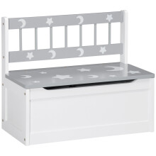 ZONEKIZ Two-In-One Wooden Kids Storage Bench, Toy Box w/ Safety Rod - Grey