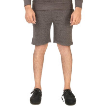 (Charcoal, M) Men Fleece Shorts Zip Pocket Gym Jogger Half Pants