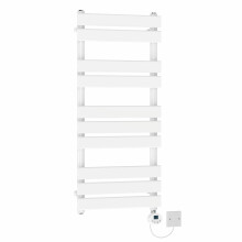 (1000x450mm) NRG Pre-Filled Electric Heated Towel Rail Thermostatic Radiator Bathroom Flat Ladder White